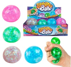 FUN Anti-stress ball-Sparkle-size glitter ribbon 6cm 4 assorted