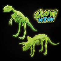 GLOW N FUN Glow in the dark dinosaur skeleton in egg 3 assorted in display 18cm-2